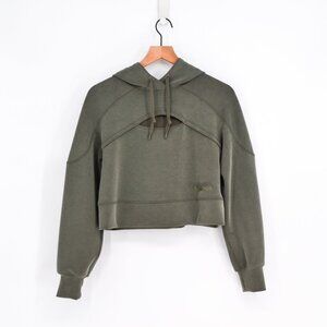 Lululemon Get Centred Crop Hoodie Grey Sage Women's 4 Cutout Modal Blend Relaxed